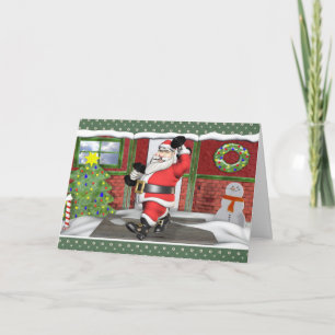 Merry Fitness Santa Dumbells Holiday Card