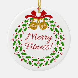 Merry Fitness Wreath Personalised Circle Ornament