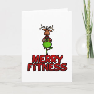Merry Fitness - Yoga - Reindeer in Tree Posture Holiday Card