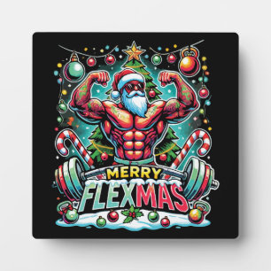 Merry Flexmas - Muscular Santa Christmas Gym Plaque