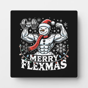 Merry Flexmas - Snowman Flexing Christmas Gym Plaque
