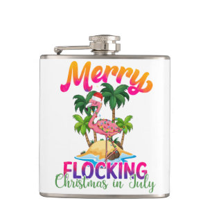 Merry Flocking Christmas   Christmas in July Hip Flask