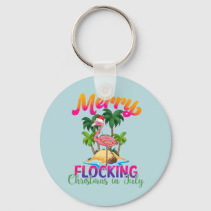 Merry Flocking Christmas Christmas in July Key Ring