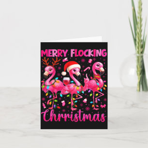 Merry Flocking Christmas Flamingo Drink Pjs Xmas M Card