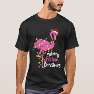 Merry Flocking Christmas Flamingo Xmas T-Shirt