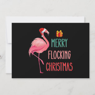 Merry Flocking Christmas Funny Flamingo Holiday Invitation