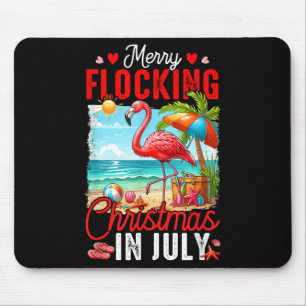 Merry Flocking Christmas In July Summer Flamingo O Mouse Pad