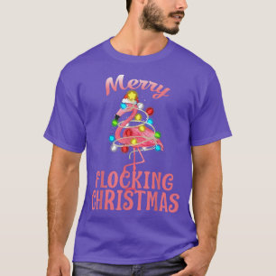Merry Flocking Christmas Santa Flamingo Xmas  T-Shirt
