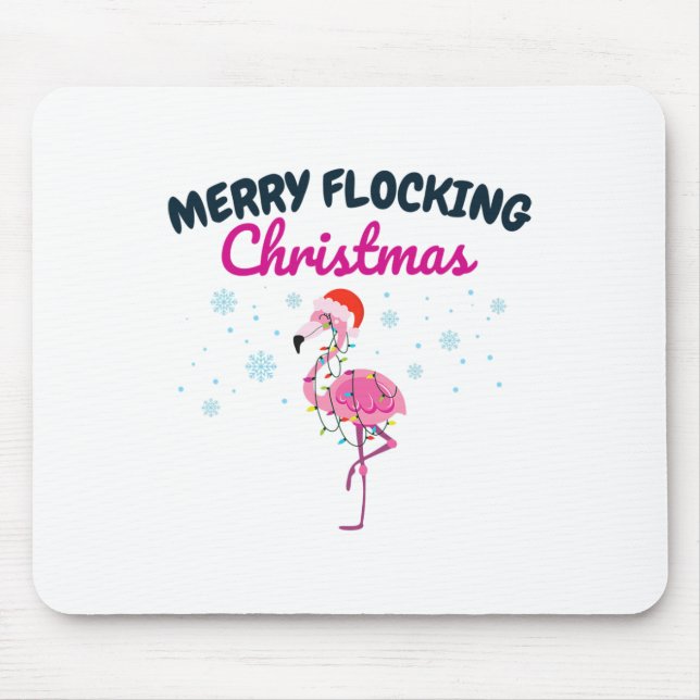 Merry Flocking Christmas Tropical Florida Flamingo Mouse Pad (Front)