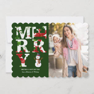 Merry Floral Photo Holiday Card