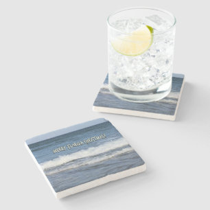 Merry Florida Christmas Ocean's Deep Blue Backdrop Stone Coaster