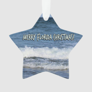 Merry Florida Christmas Ocean's Deep Blue Ornament