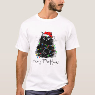 Merry Fluffmas Cats With Santa Hat Merry Christmas T-Shirt