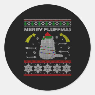 Merry Fluffmas Cute Ugly Christmas Outfit For Wome Classic Round Sticker