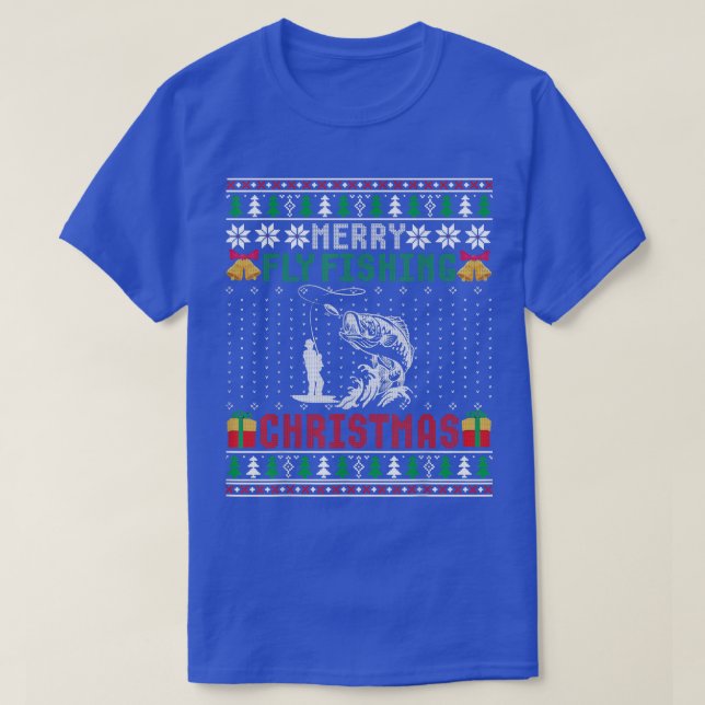 Merry Fly Fishing Christmas Ugly Xmas Sweater Gift (Design Front)