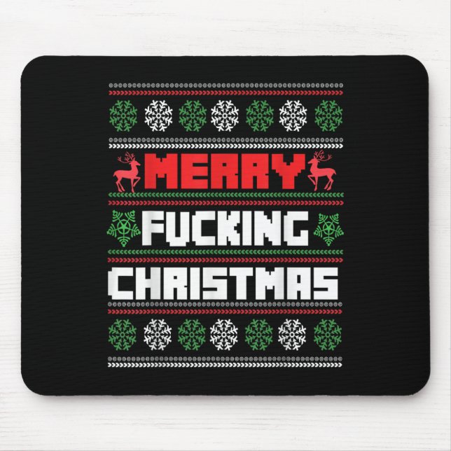 Merry Foring Christmas Funny Raunchy Curse Word Ho Mouse Pad (Front)