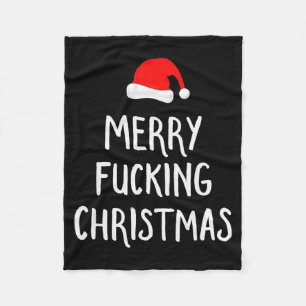 Merry Foring Christmas Inappropriate Santa Pajama  Fleece Blanket