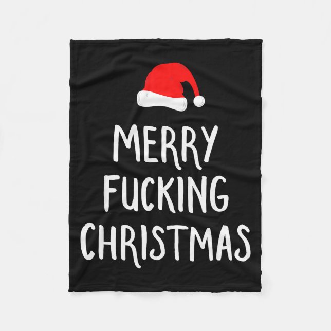 Merry Foring Christmas Inappropriate Santa Pajama  Fleece Blanket (Front)