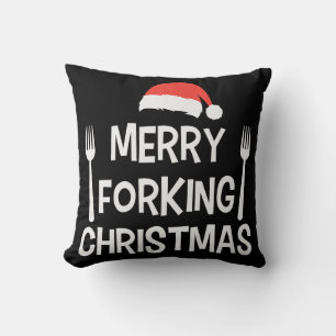 Merry Forking Christmas Cushion