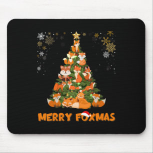 Merry Foxmas Christmas Tree Cute Holiday Fox Lover Mouse Pad