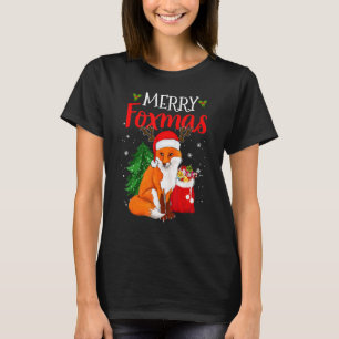 Merry Foxmas Fox Christmas Tree  Animal  Xmas T-Shirt