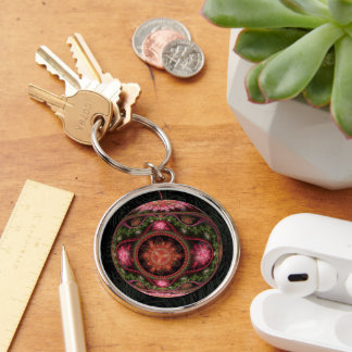 Merry Fractal Art Ornament Key Ring