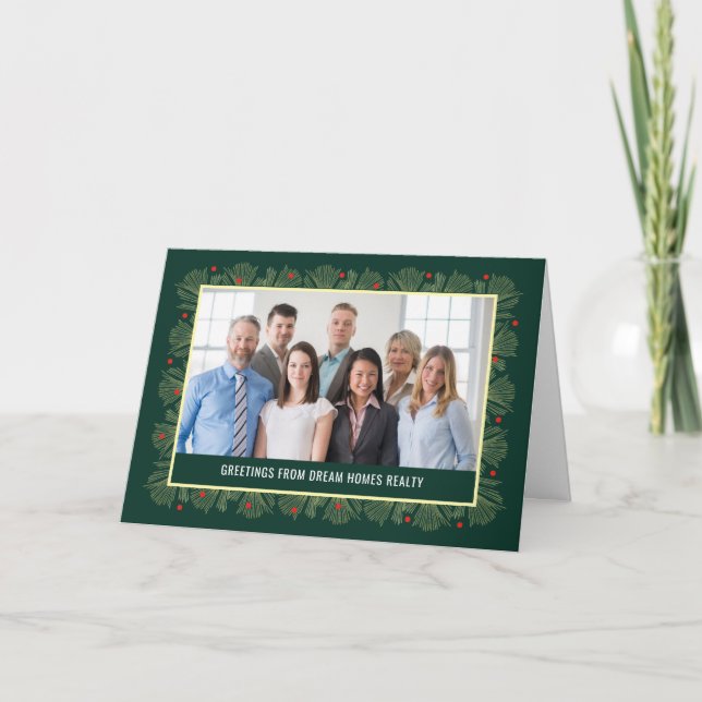 Merry Frame Business Holiday Photo Card (Front)