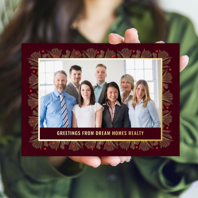 Merry Frame FOIL Business Holiday Photo Card (Creator Uploaded)