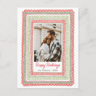 Merry & Framed Christmas Photo Card Red and Green