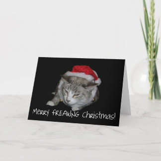 Merry Freaking Christmas Fat Cat Christmas Card