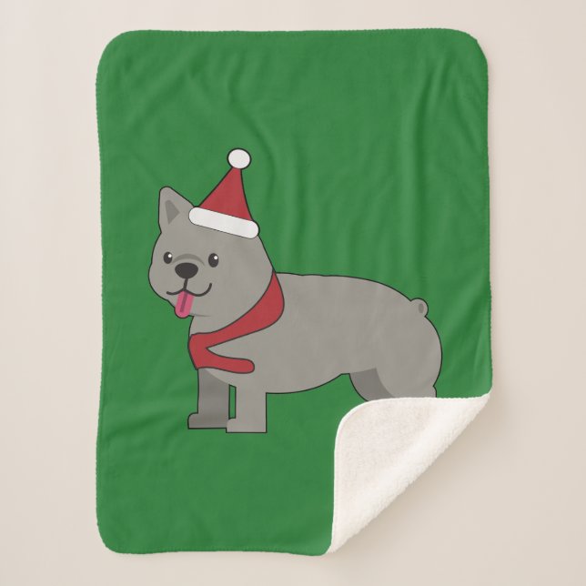 Merry Frenchie Sherpa Blanket (Front)