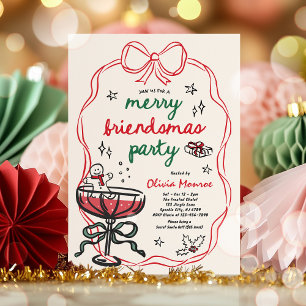 Merry Friendsmas Christmas Cocktail Holiday Party Invitation