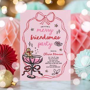 Merry Friendsmas Christmas Cocktail Holiday Party Invitation