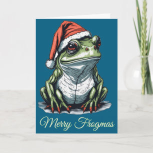 Merry Frogmas Cottagecore Frog Vintage Christmas Card