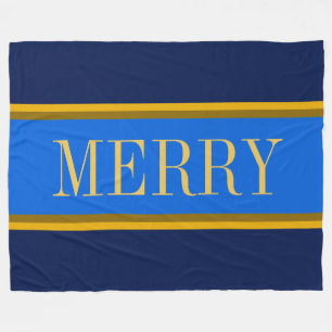 MERRY Fun Elegant Navy Royal Blue Racing Stripes Fleece Blanket