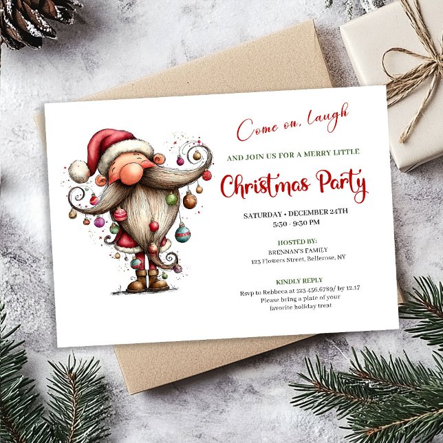 Merry Funny Santa Editable Christmas Party Invite (Merry Funny Santa Editable Christmas Party Invitation)