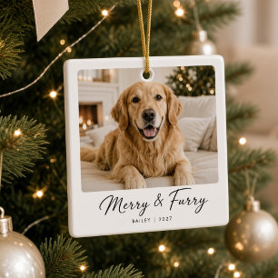 Merry & Furry Personalised Dog Photo Christmas Ceramic Ornament