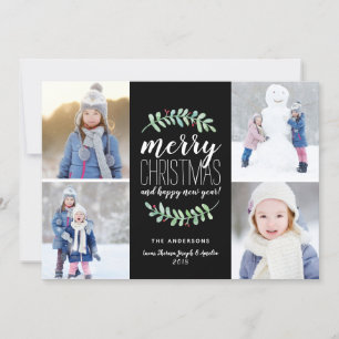 Merry Garland Holiday 4 Photo Collage Card