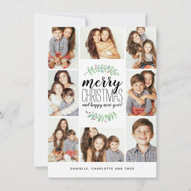 Merry Garland Holiday 8-Photo Collage Christmas (Front)