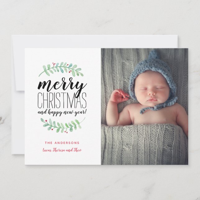 Merry Garland Holiday Christmas Photo (Front)