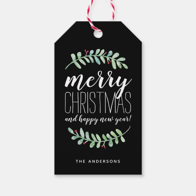 Merry Garland Holiday Gift Tag (Front)