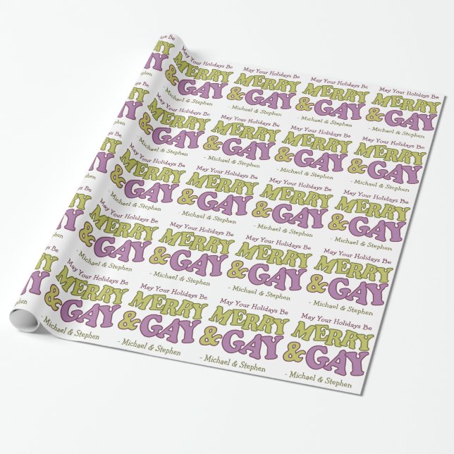 Merry & Gay custom text wrapping paper (Unrolled)