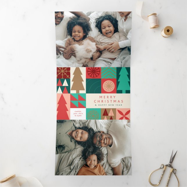Merry Geometric Christmas - Modern Holiday Tri-Fold Holiday Card (Inside)
