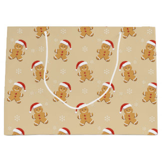 Merry Gingerbread Christmas Large Gift Bag
