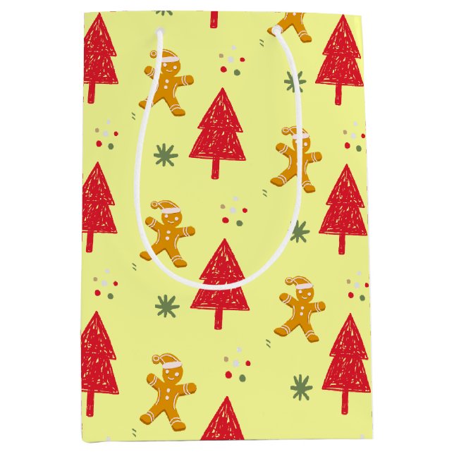 Merry gingerbread santa Snowflake Xmas tree  patte Medium Gift Bag (Front)
