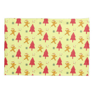 Merry gingerbread santa Snowflake Xmas tree patte Pillowcase