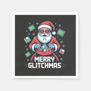 Merry Glitchmas Coding Programmer Santa Christmas Napkin