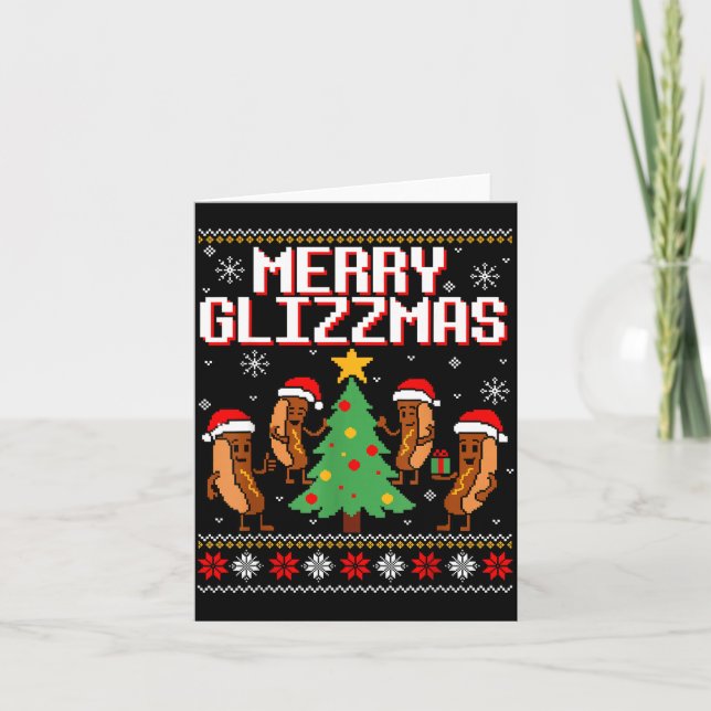 Merry Glizzmas Funny Merry Christmas Hotdogs Xmas  Card (Front)