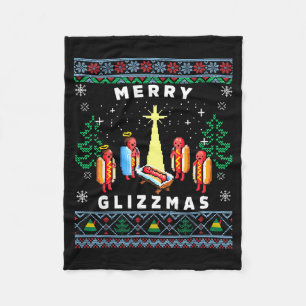 Merry Glizzmas Funny Ugly Christmas Sweater Glizzy Fleece Blanket