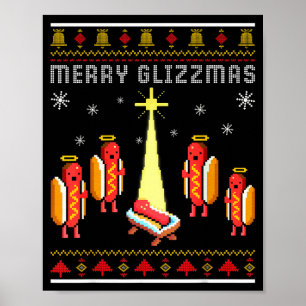 Merry Glizzmas Hot Dog Funny Ugly Christmas Sweate Poster